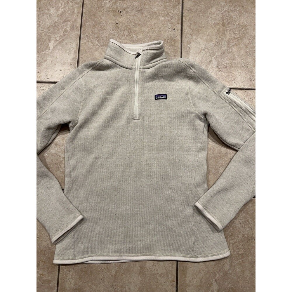 Patagonia Better Sweater Womens M Beige Quarter Zip Sweatshirt Hiking 2014 - Picture 1 of 5